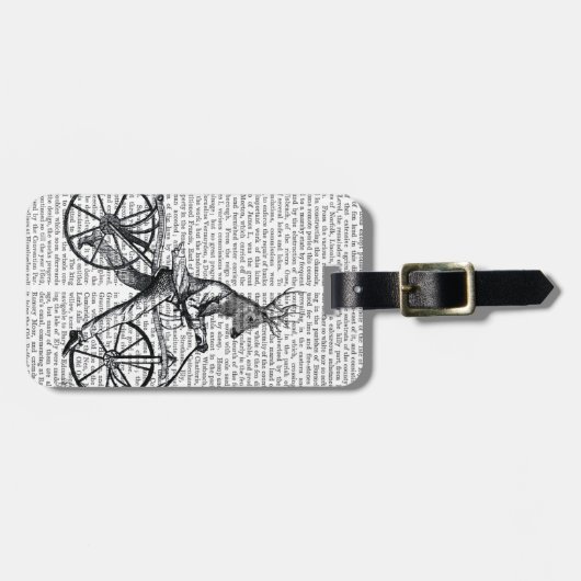 Dandy Deer on Vintag Bicycle Gepäckanhänger (Vorderseite horizontal)