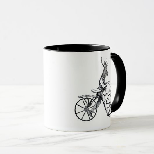 Dandy Deer on Vintag Bicycle Tasse (VorderseiteRechts)