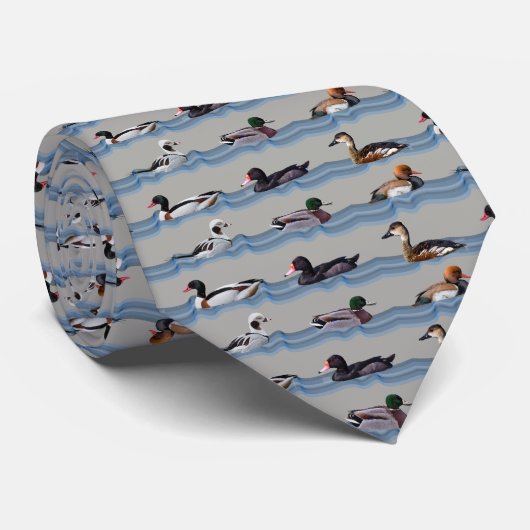 Dandy Ducks Krawatte Doppelseitendruck (grau) (Gerollt)