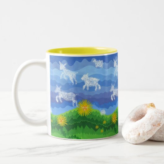 Dandy Lions and Lambs Zweifarbige Tasse (Mit Donut)