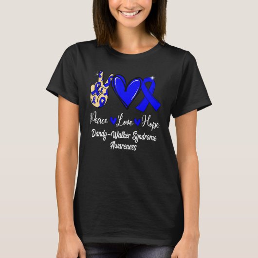 Dandy Walker Syndrome Awareness Peace Love Hope Bl T-Shirt (Vorderseite)