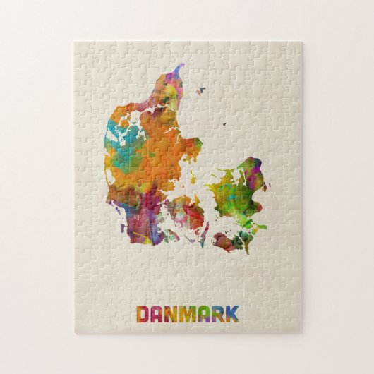 Dänemark-Aquarell-Karte Puzzle (Vertikal)