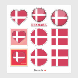 Dänemark Aufkleber und dänische Flagge, Herz/Spo