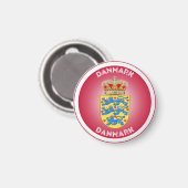 Dänemark Coat of Arms Circle Shape Magnet (Vorderseite/Rückseite)