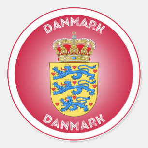 Dänemark Coat of Arms Circle Shape Runder Aufkleber