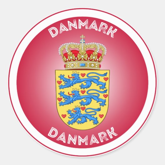 Dänemark Coat of Arms Circle Shape Runder Aufkleber (Vorderseite)
