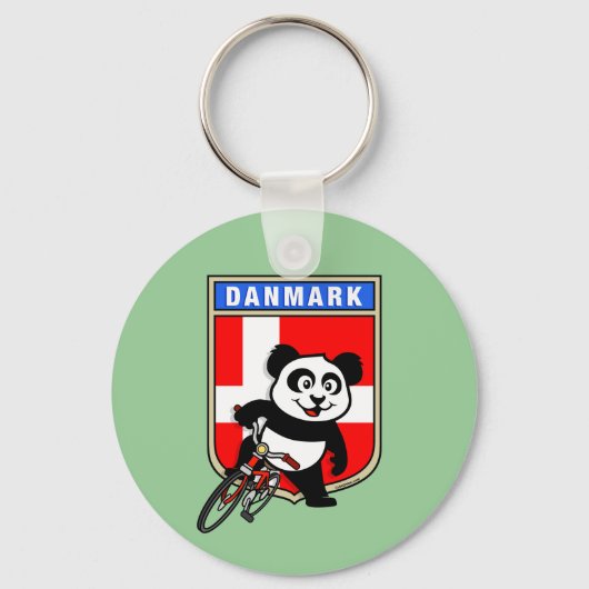 Dänemark Cycling Panda Schlüsselanhänger (Vorderseite)