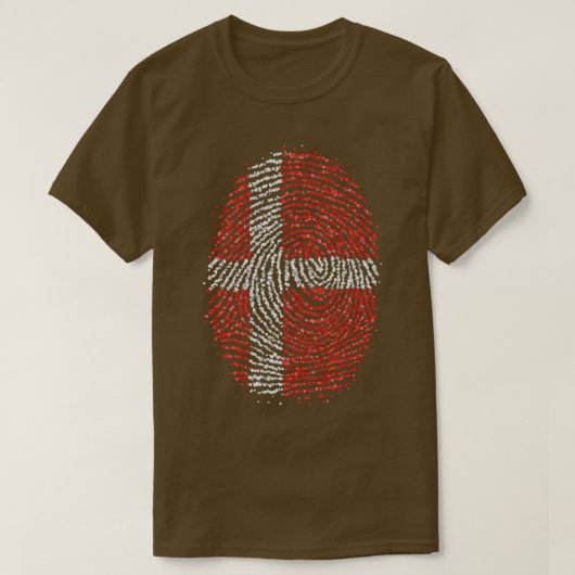 Dänemark Dane Danish Fingerprint Flag T-Shirt (Design vorne)