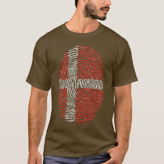 Dänemark Dane Danish Fingerprint Flag T-Shirt