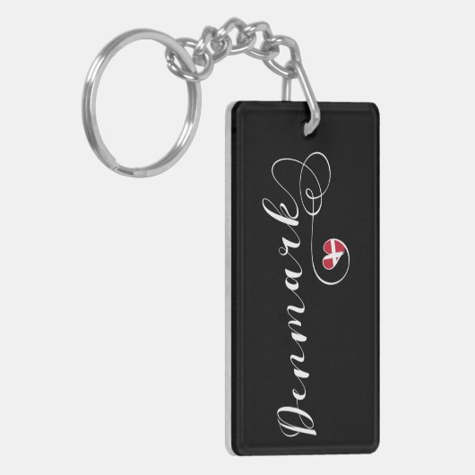 Dänemark, dänische Flagge im Herzen Schlüsselanhänger (Vorderseite links)