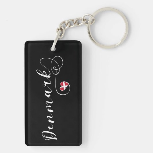 Dänemark, dänische Flagge im Herzen Schlüsselanhänger (Rückseite)