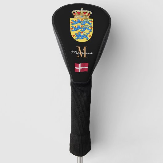 Dänemark, dänische Flagge, Mit Monogramm Golf Club Golf Headcover (Vorderseite)