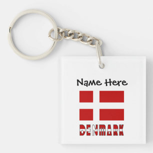 Dänemark Dänische Flagge Schwarz Personalisierung Schlüsselanhänger