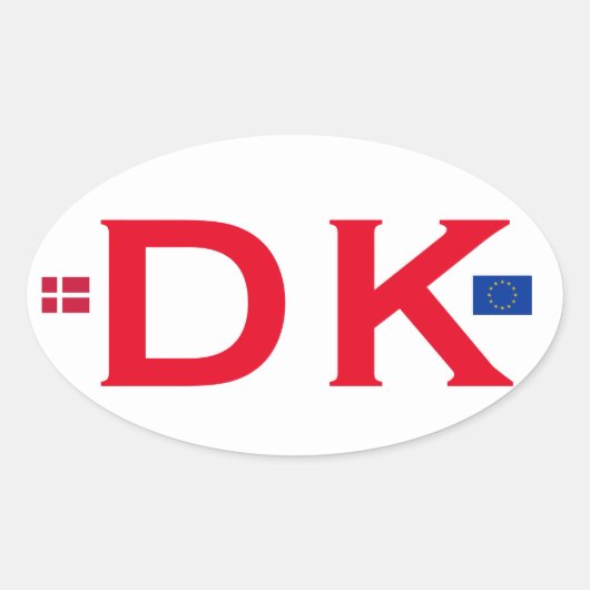 Dänemark DK Oval Sticker im Euro-Stil (Vorderseite)