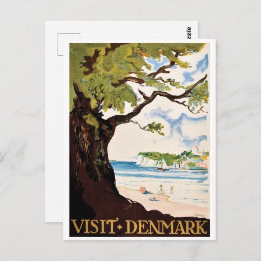Dänemark, Eichenbaum am Strand Postkarte (Vorne/Hinten)