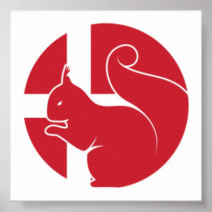 Dänemark Eichhörnchen Dänemark Nationale Tierflagg Poster