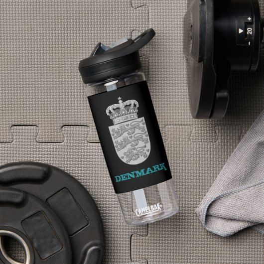 Dänemark Fitness und dänisches Wappen / Flagge Trinkflasche (Fitnessstudio)