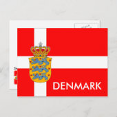 Dänemark Flag & Coat of Arms Postcard! Postkarte (Vorne/Hinten)