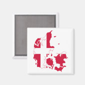 Dänemark Flag Karte Magnet (Vorderseite/Rückseite)