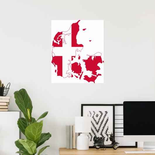 Dänemark Flag-Karte Poster (Heimbüro)