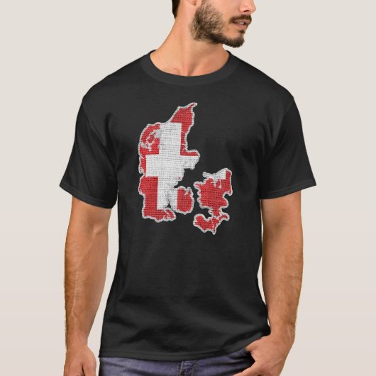Dänemark Flag-Karte T-Shirt (Vorderseite)