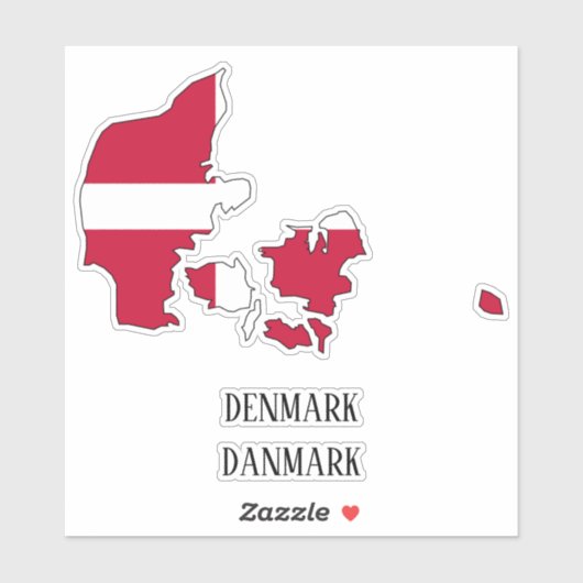 Dänemark Flag Map Kontur Aufkleber (Blatt)