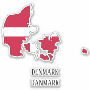 Dänemark Flag Map Kontur Aufkleber