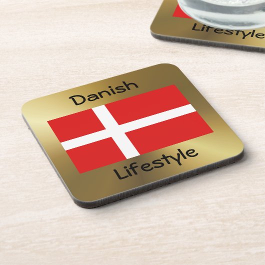 Dänemark Flag+Text-Untersetzer Getränkeuntersetzer (Linke Seite)