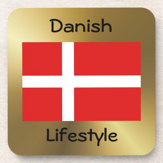 Dänemark Flag+Text-Untersetzer Getränkeuntersetzer (Vorderseite)