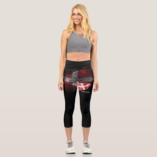 Dänemark-Flagge Capri Leggings (Vorderseite)