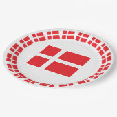 DÄNEMARK-FLAGGE DANNEBROG PAPPTELLER (Schrägansicht)