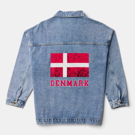 Dänemark Flagge Dannebrog Retro Dänemark Pride Dan Jeansjacke (Rückseite)