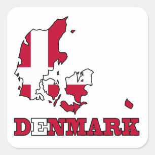Dänemark-Flagge in der Karte Quadratischer Aufkleber