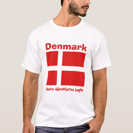 Dänemark-Flagge + Karte + Text-T - Shirt (Vorderseite)