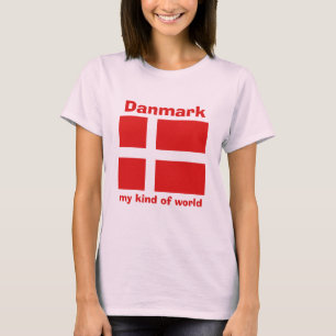 Dänemark-Flagge + Karte + Text-T-Shirt T-Shirt
