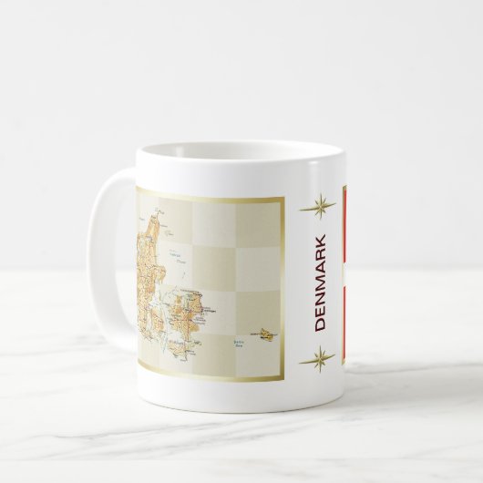 Dänemark-Flagge + Karten-Tasse Kaffeetasse (Vorderseite Links)