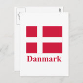 Dänemark Flagge mit dänischer Bezeichnung Postkarte (Vorne/Hinten)