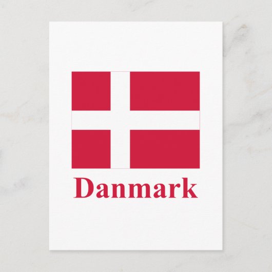 Dänemark Flagge mit dänischer Bezeichnung Postkarte (Vorderseite)