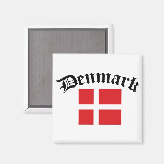 Dänemark Flagge mit Inschrift Magnet (Vorderseite/Rückseite)