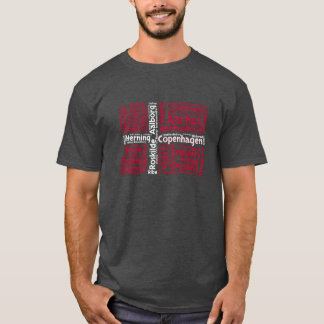 Dänemark-Flagge mit Städtenamen Wortkunst vintage T-Shirt