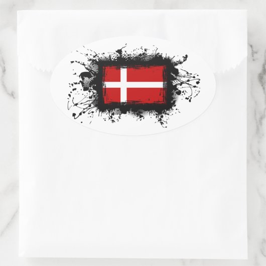 Dänemark Flagge Ovaler Aufkleber (Tasche)