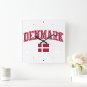Dänemark + Flagge Quadratische Wanduhr (Zuhause)