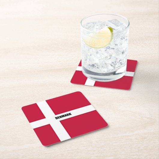 Dänemark Flagge (rot und weiß) Rechteckiger Pappuntersetzer (Vor Ort)