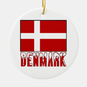 Dänemark Flagge Schnee Keramikornament
