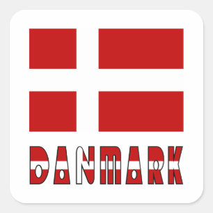 Dänemark Flagge & Wort CC Quadratischer Aufkleber