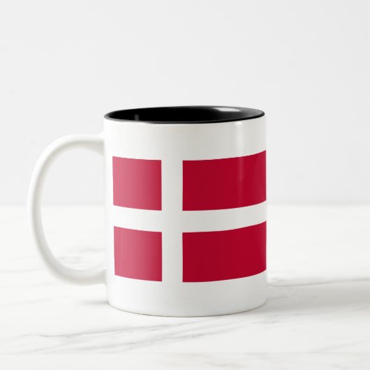 Dänemark Flagge Zweifarbige Tasse (Links)