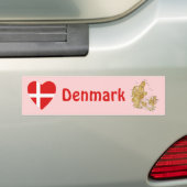 Dänemark-Flaggen-Herz + Karten-Autoaufkleber Autoaufkleber (Auf Auto)