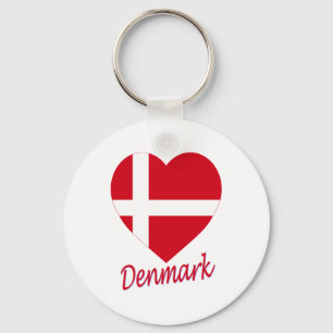 Dänemark-Flaggen-Herz Schlüsselanhänger