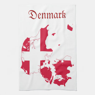 Dänemark-Flaggen-Karte Geschirrtuch