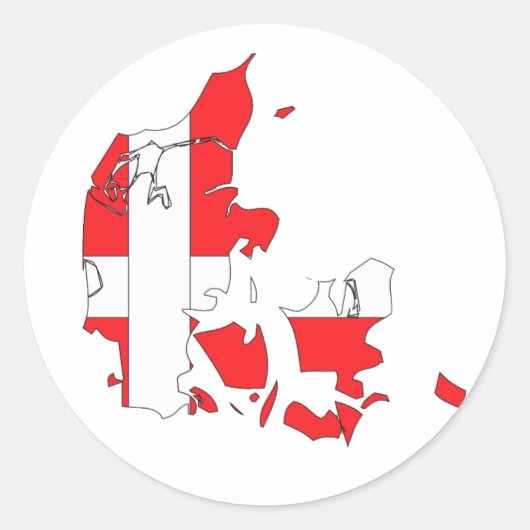 Dänemark-Flaggenkarte Runder Aufkleber (Vorderseite)